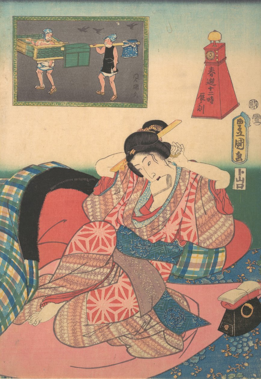 Dwanaście godzin wiosennych przyjemności: Godzina Smoka, XIX w., XIX w. autorstwa Utagawa Kunisada