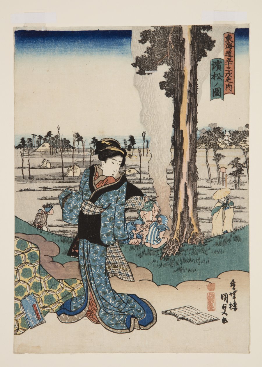 Widok Hamamatsu (Hamamatsu no zu) (kolorowy drzeworyt) autorstwa Utagawa Kunisada