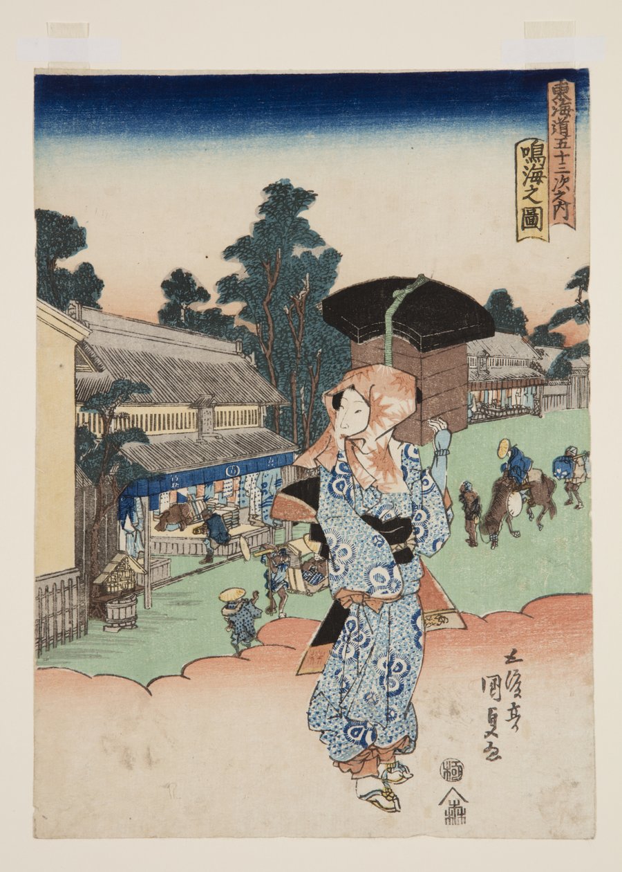 Widok Narumi (Narumi no zu) (kolorowy drzeworyt) autorstwa Utagawa Kunisada