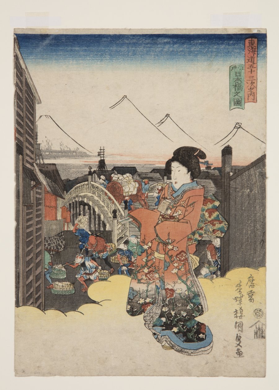 Widok członka Nihonbashi Edo (postać Edo Nihonbashi) autorstwa Utagawa Kunisada