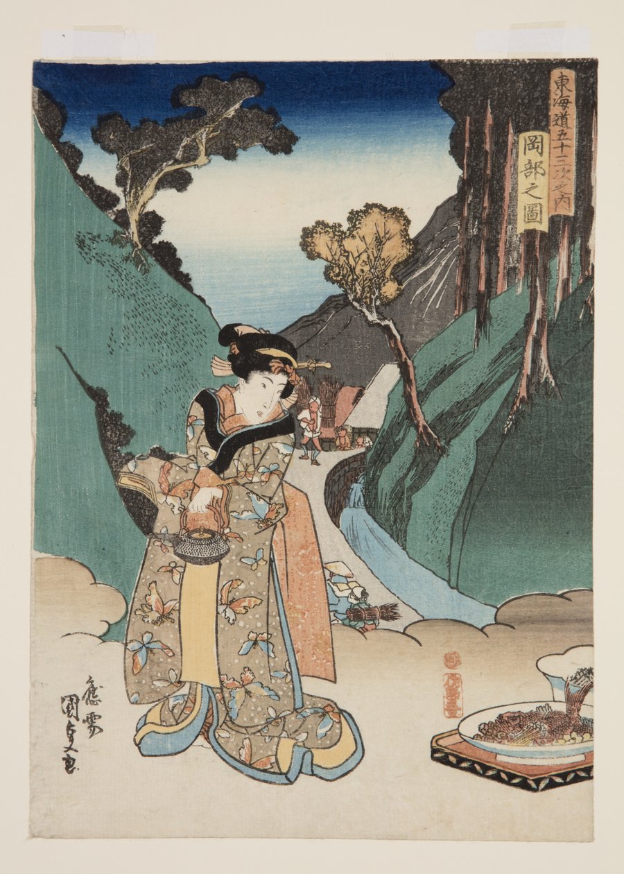 Widok Okabe (Okabe no zu) (kolorowy drzeworyt) autorstwa Utagawa Kunisada