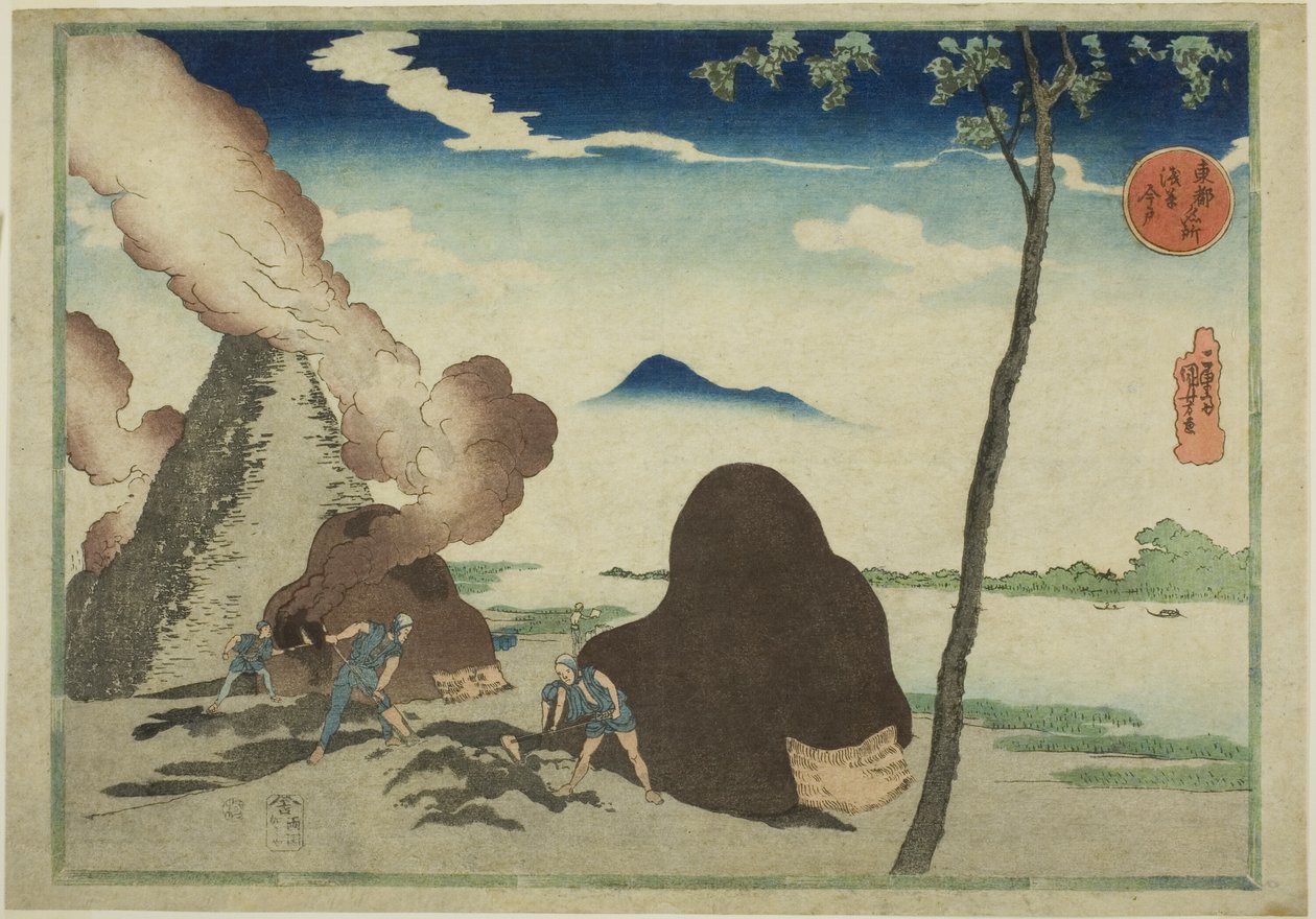 Asakusa Imado, z cyklu „Słynne miejsca we wschodniej stolicy (Toto Meisho)” autorstwa Utagawa Kuniyoshi