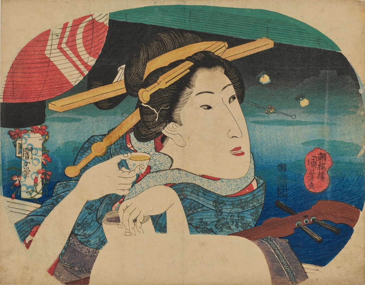 Piękno i świetlik autorstwa Utagawa Kuniyoshi