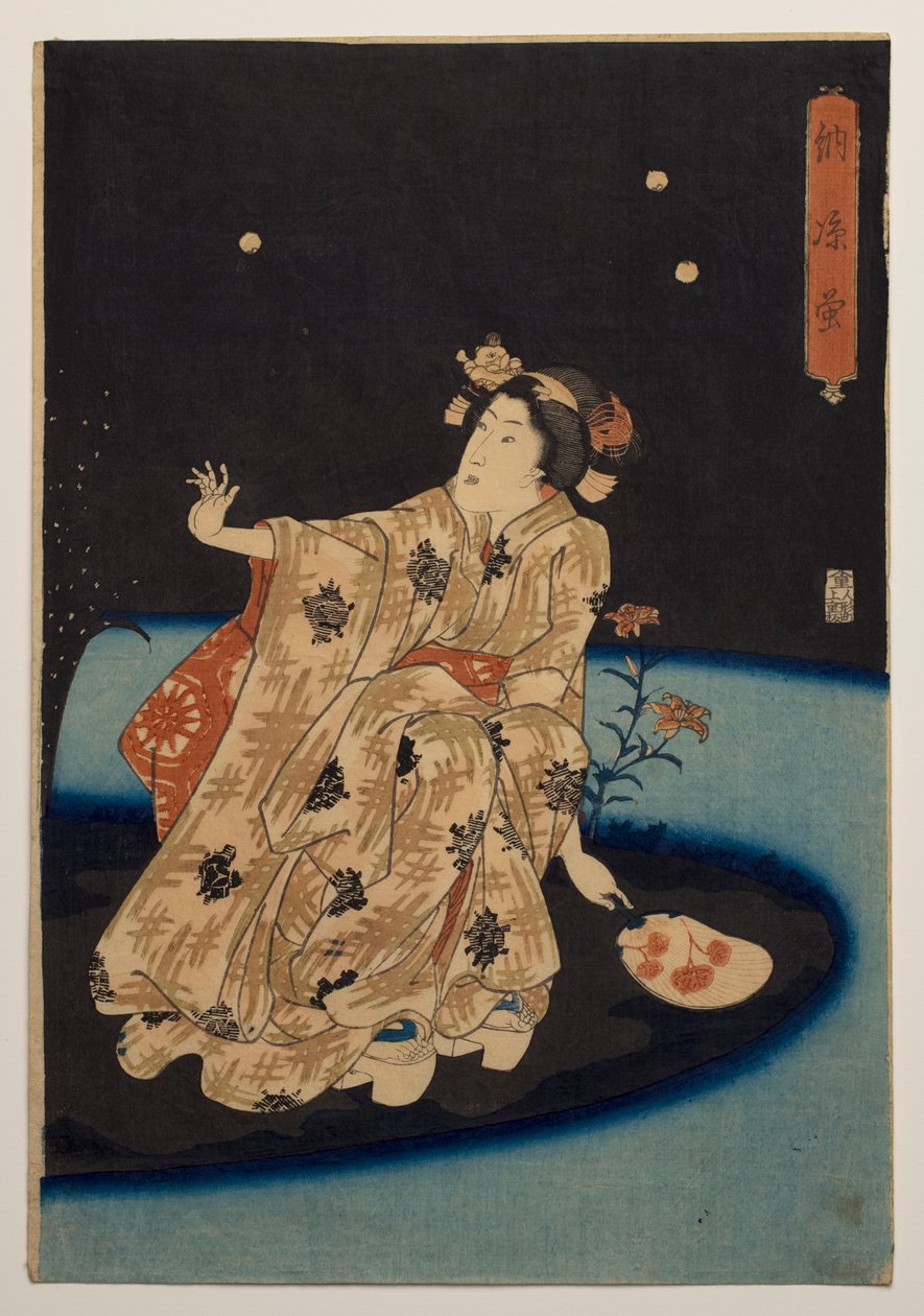 Łapanie świetlików w wieczornym chłodzie autorstwa Utagawa Kuniyoshi