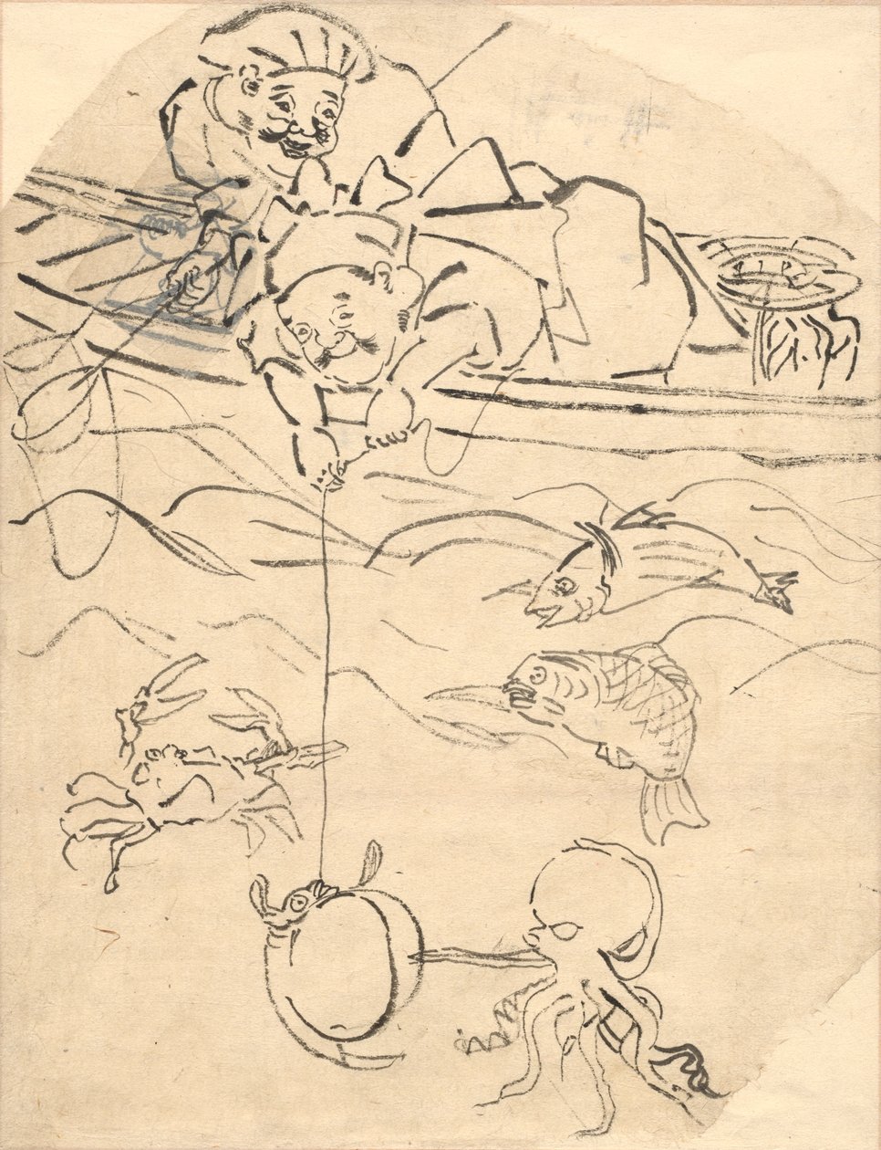 Daikoku i Ebisu, dwaj z siedmiu bogów szczęścia autorstwa Utagawa Kuniyoshi