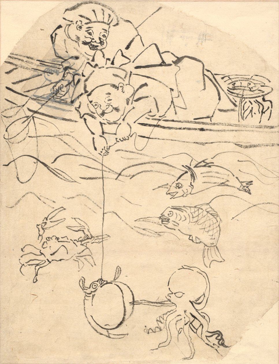 Daikoku i Ebisu, dwaj z siedmiu bogów szczęścia. autorstwa Utagawa Kuniyoshi
