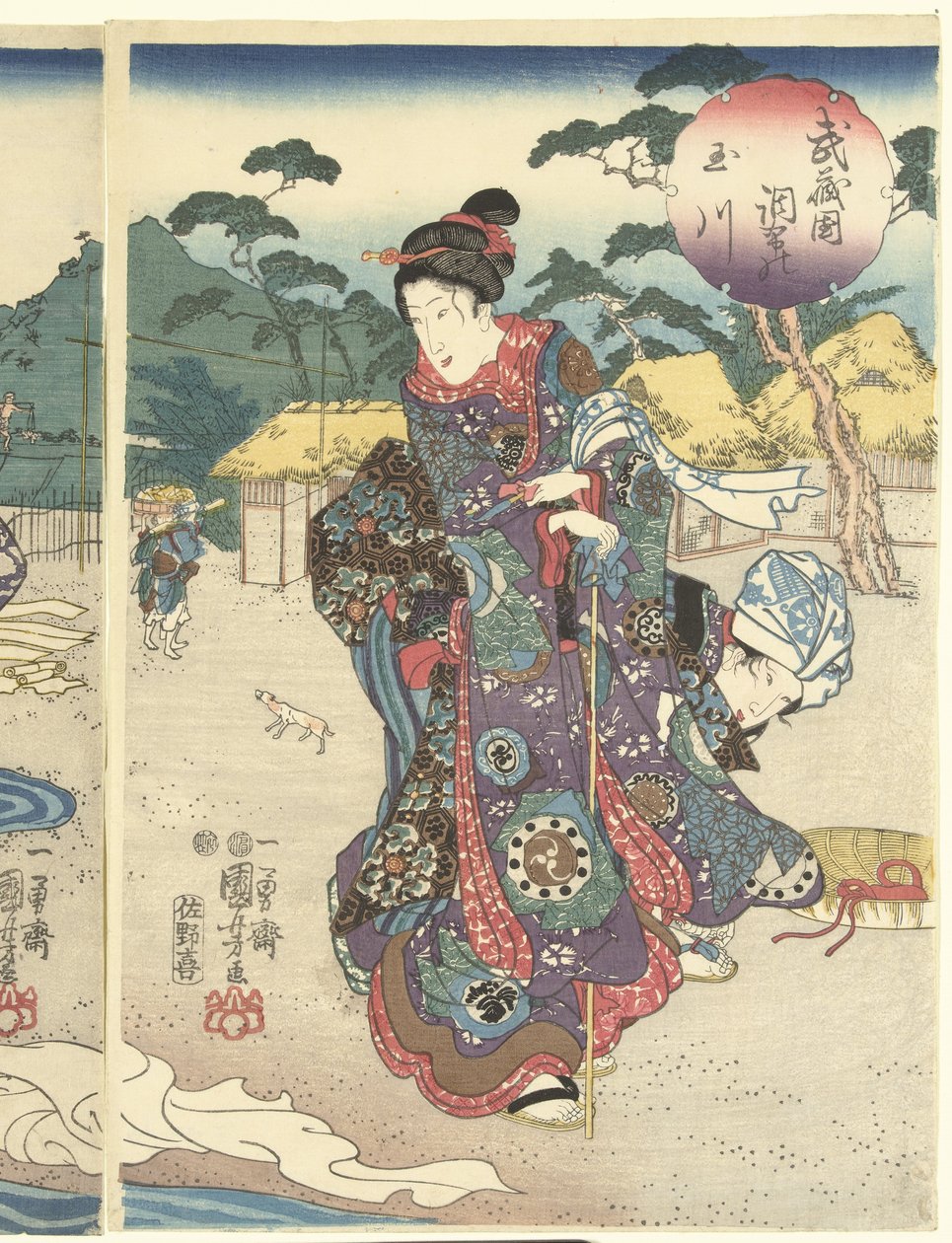 Decho Farmer Inde Production Musashi Musashikuni Chofu no Tamagawa autorstwa Utagawa Kuniyoshi