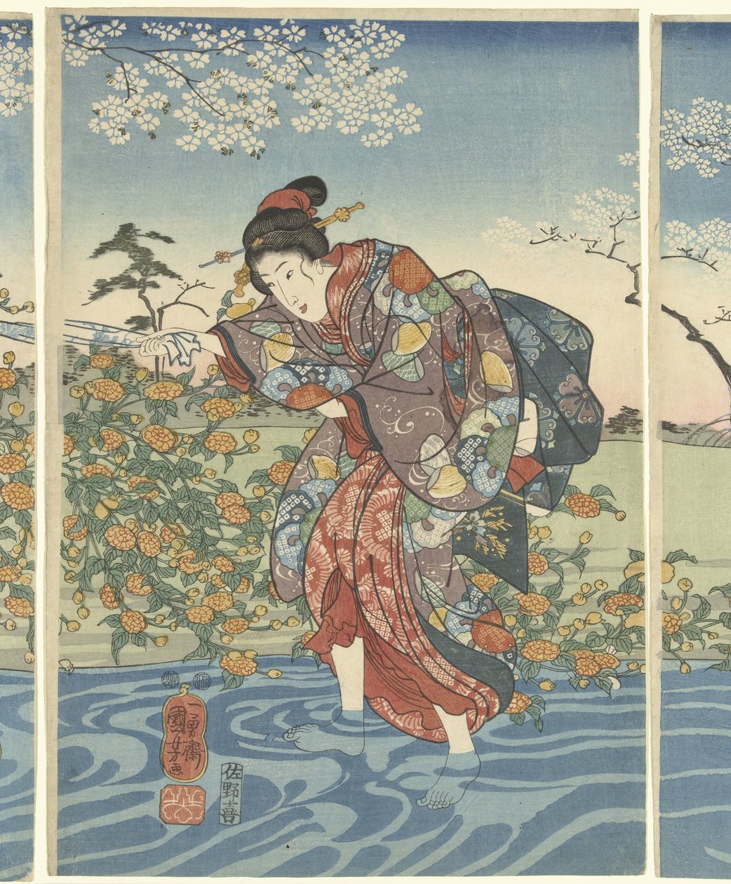 Rzeka Ide Tama w Yamashiro autorstwa Utagawa Kuniyoshi
