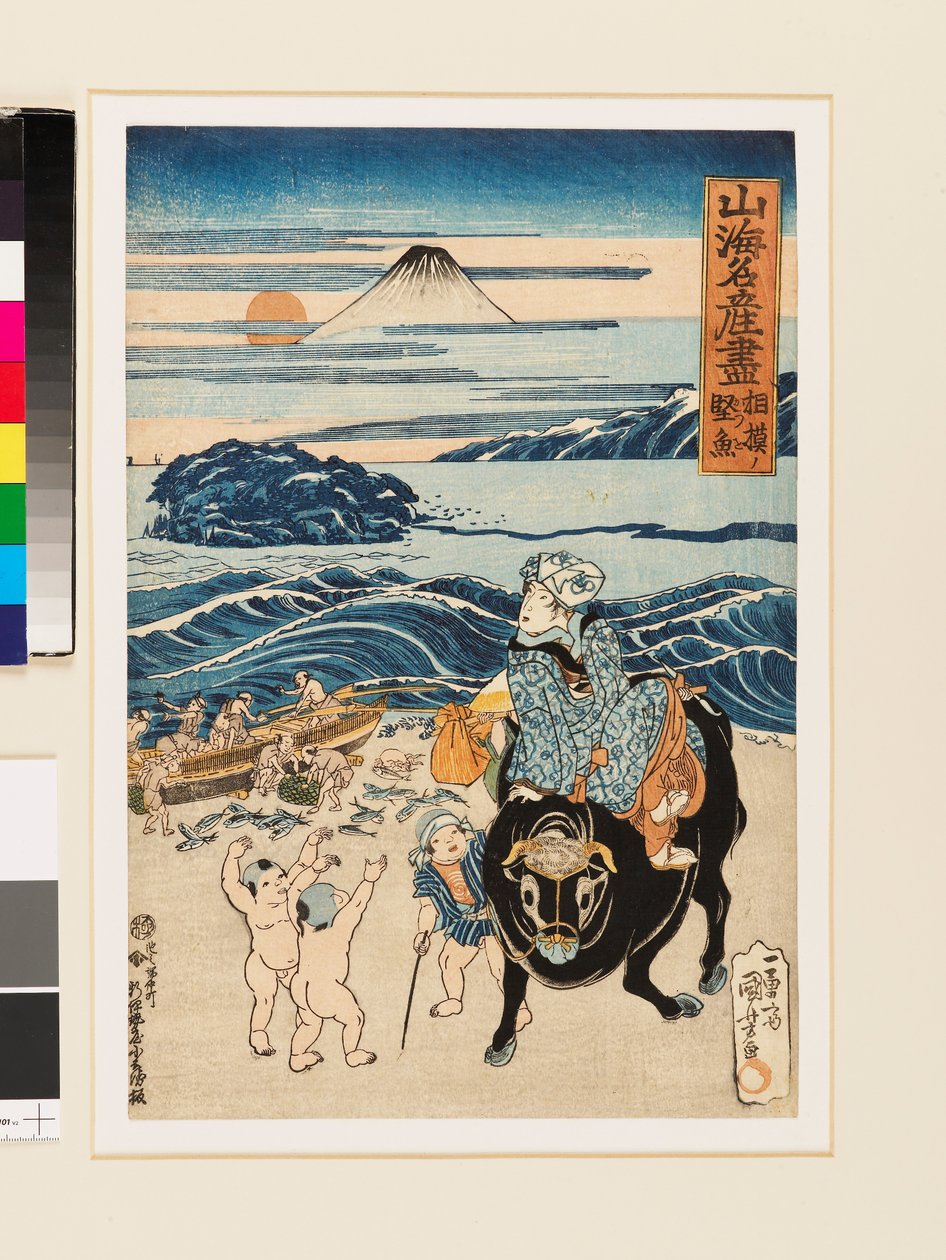 Suszona ryba z Sagami, 1823 (drzeworyt) autorstwa Utagawa Kuniyoshi