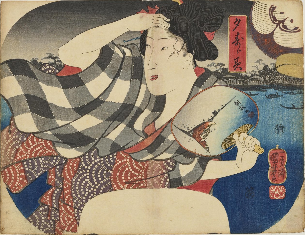 Ciesząc się wieczornym chłodem autorstwa Utagawa Kuniyoshi