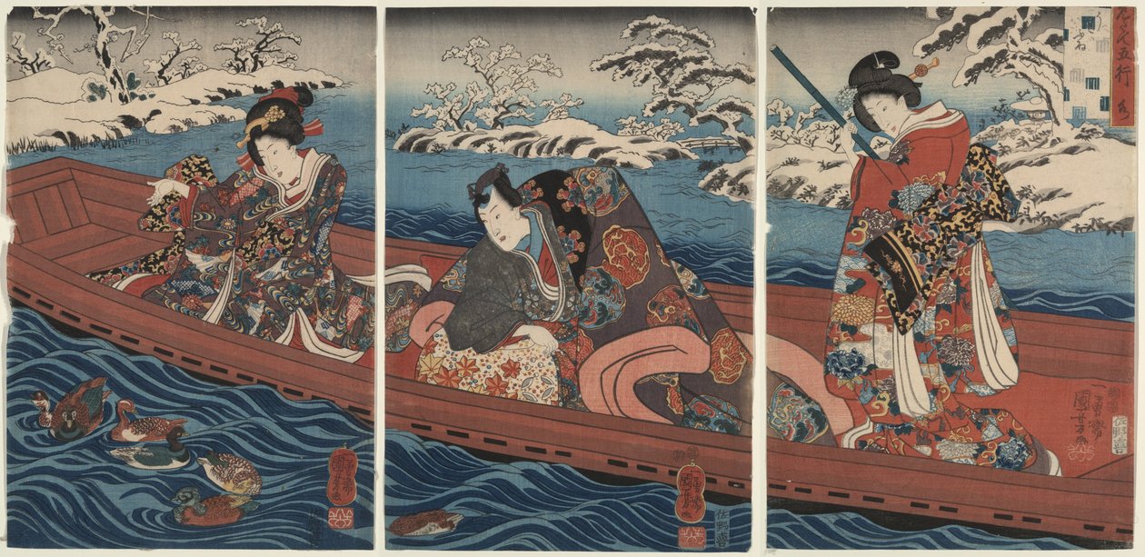 Pięć żywiołów: woda autorstwa Utagawa Kuniyoshi