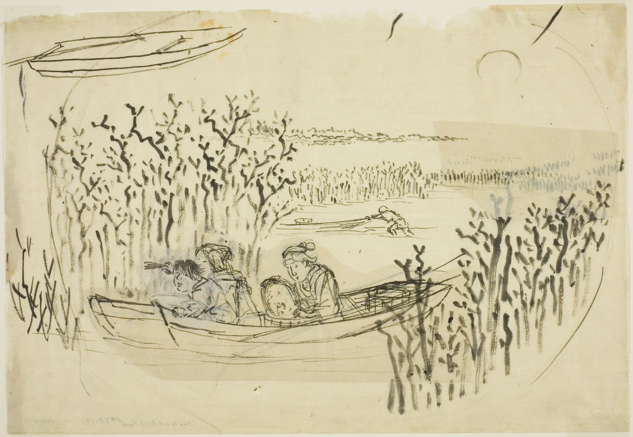 Zbieranie wodorostów w Omori autorstwa Utagawa Kuniyoshi