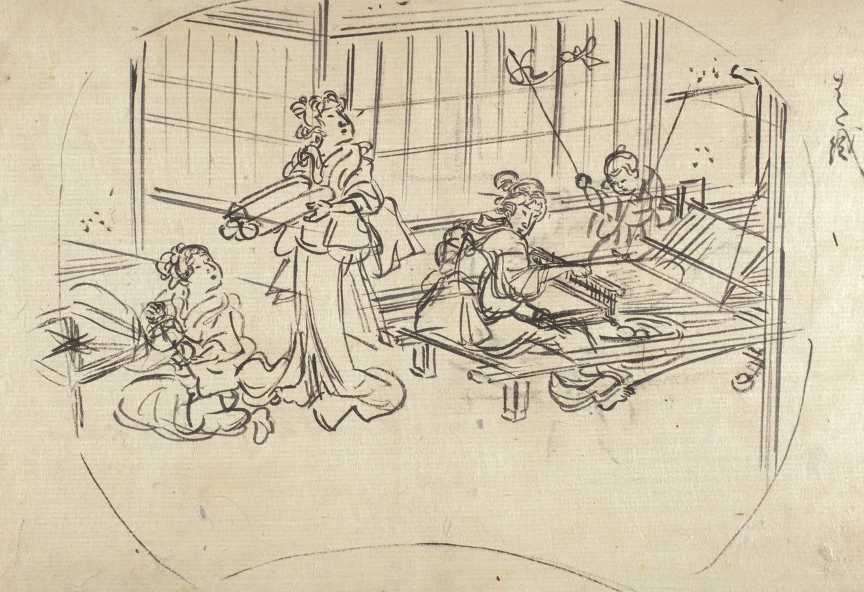 Hataori (tkanie na krośnie) autorstwa Utagawa Kuniyoshi