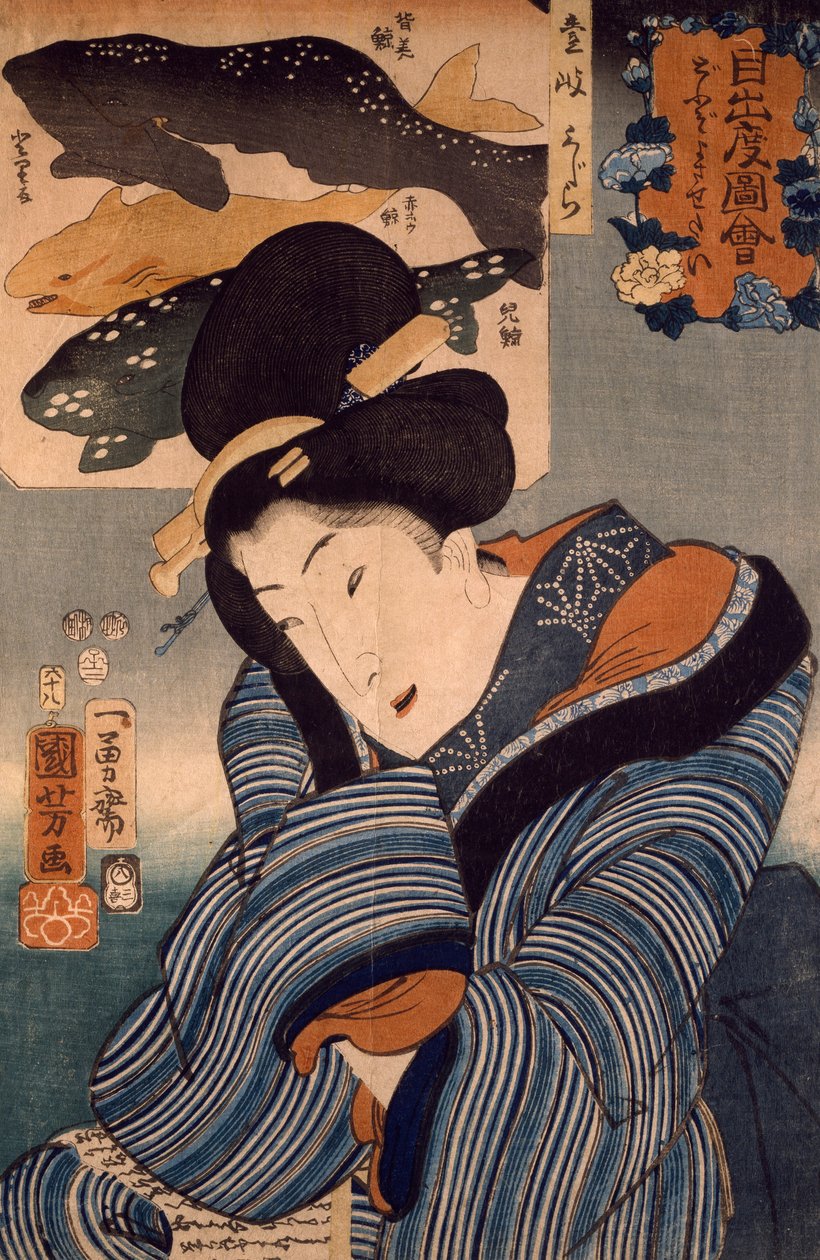 Chciałbym, żeby tu był, kobieta z prowincji Iki — Utagawa Kuniyoshi autorstwa Utagawa Kuniyoshi