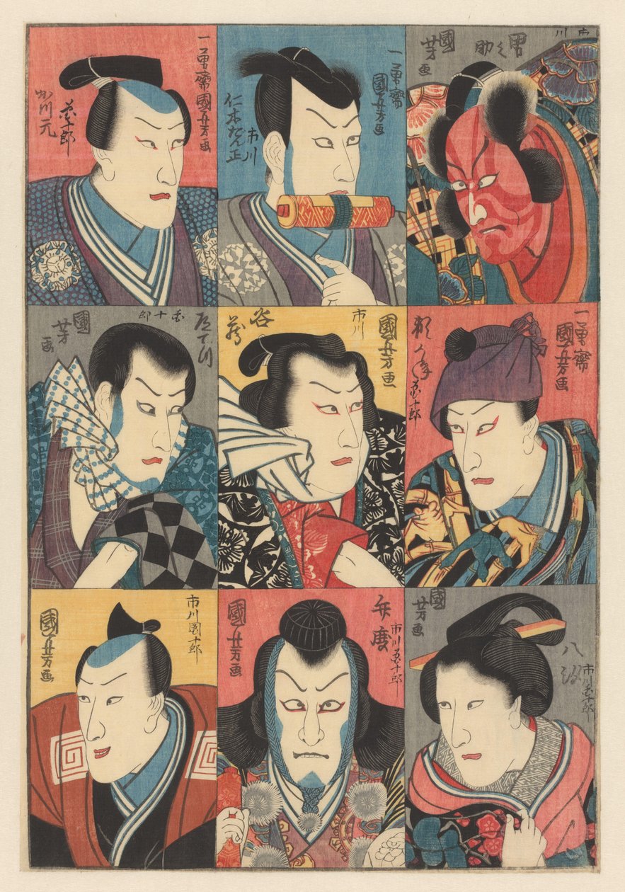 Ichikawa Danjûrô VIII w ośmiu różnych rolach autorstwa Utagawa Kuniyoshi