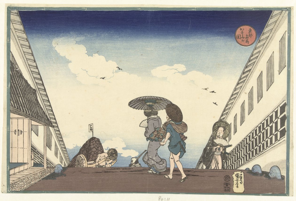 Kasumigaseki (tytuł na obiekcie) Znane miejsca w stolicy Wschodu (tytuł serii) Toto meisho (tytuł serii na obiekcie) autorstwa Utagawa Kuniyoshi