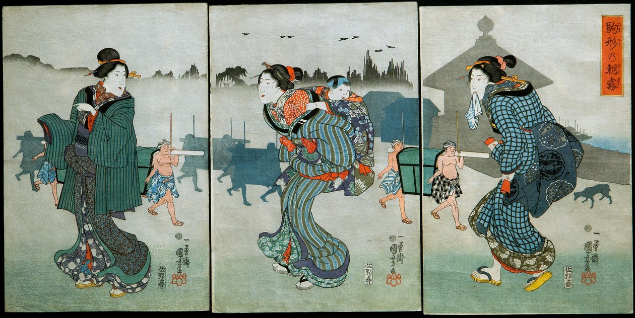 Poranna mgła w Komagata (Komagata no asagiri): Rozrywki czterech pór roku (Shiki yūkan), c.1846 autorstwa Utagawa Kuniyoshi