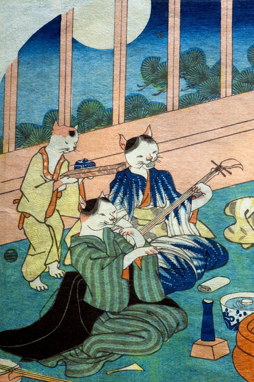 Sheng kotów, ok. 1843 autorstwa Utagawa Kuniyoshi