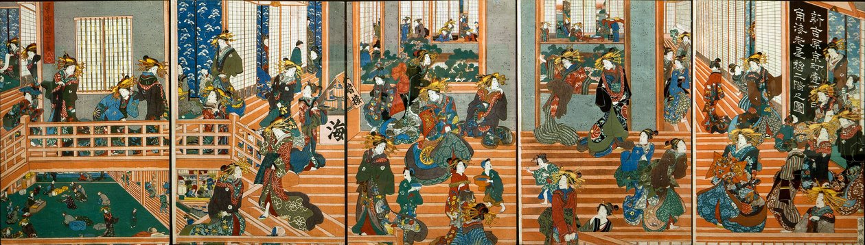 Widok z góry na górę Kado-Ebiya autorstwa Utagawa Kuniyoshi