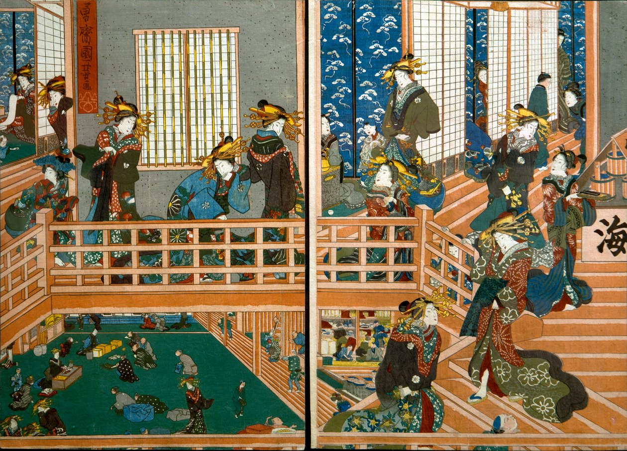 Widok z góry na górę Kado-Ebiya autorstwa Utagawa Kuniyoshi