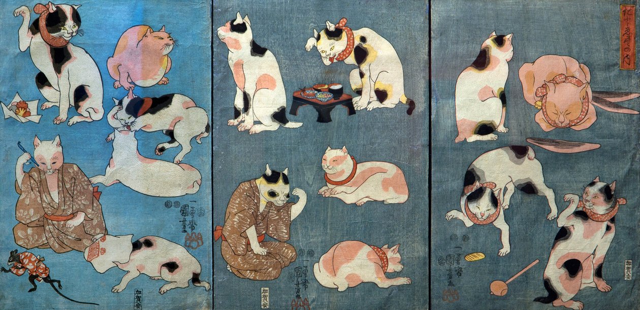 Przysłowia Ilustrowane przez Koty (Tatoe zukushi no uchi), ok.1852 autorstwa Utagawa Kuniyoshi