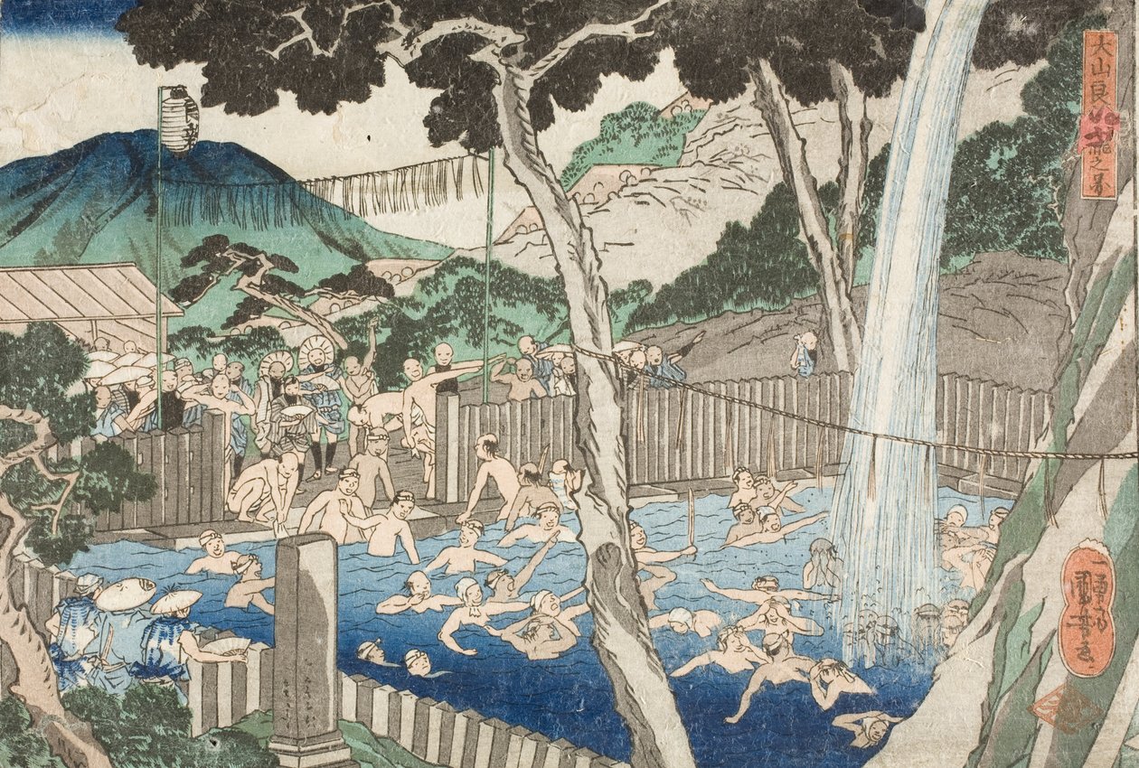 Wodospad Rōben u podnóża góry Ōyama autorstwa Utagawa Kuniyoshi