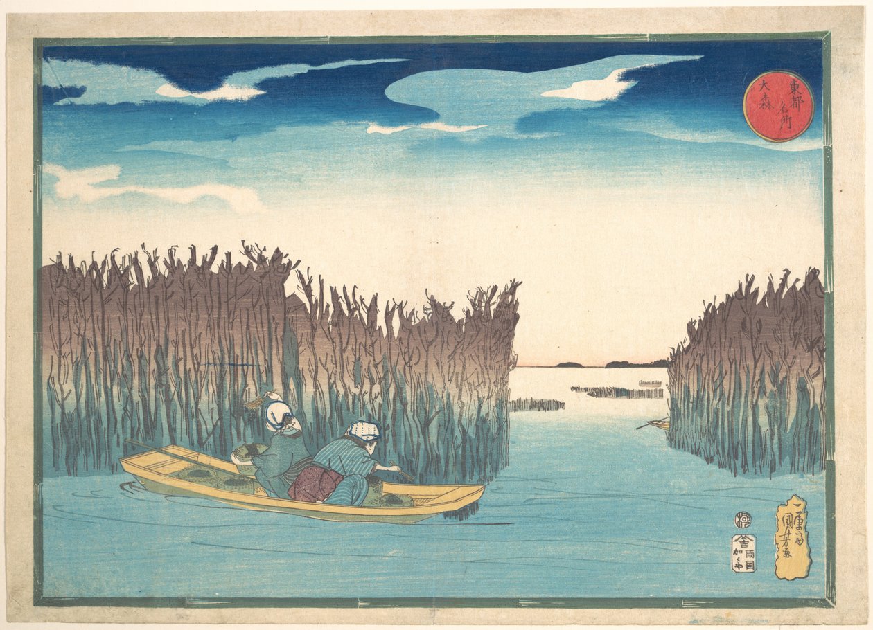 Zbieracze wodorostów w Omori autorstwa Utagawa Kuniyoshi
