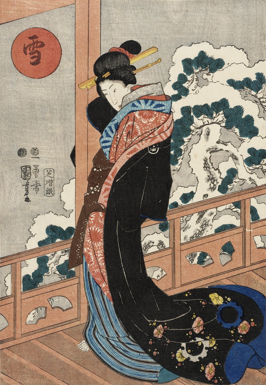Śnieg: piękno na werandzie autorstwa Utagawa Kuniyoshi