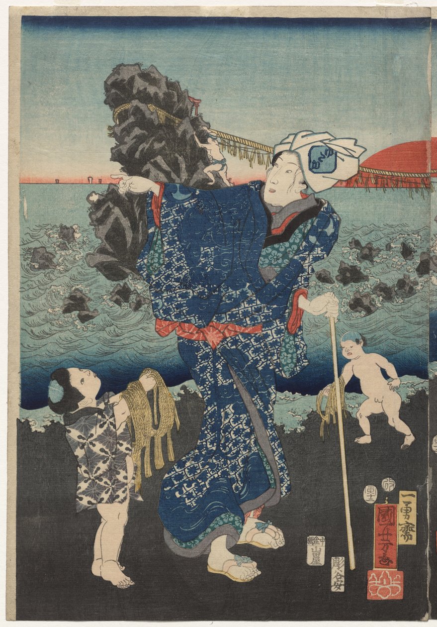 Wschód słońca w zatoce Futami autorstwa Utagawa Kuniyoshi