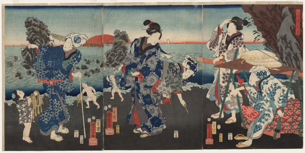 Wschód słońca w zatoce Futami autorstwa Utagawa Kuniyoshi