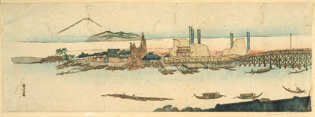 Scena nad rzeką Sumidą autorstwa Utagawa Kuniyoshi