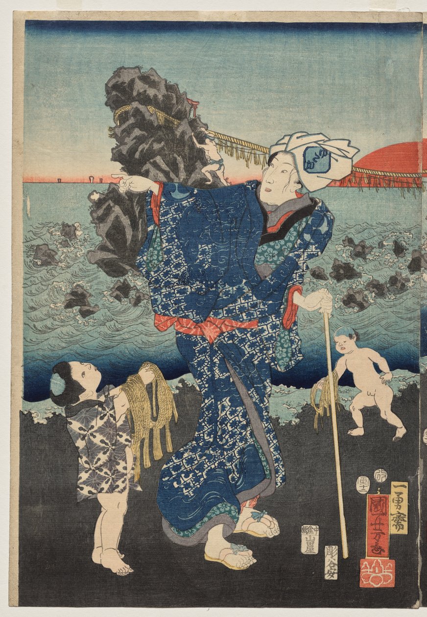Wschód słońca w zatoce Futami autorstwa Utagawa Kuniyoshi
