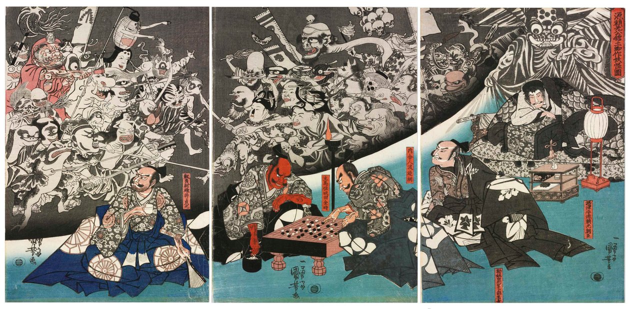 Pająk Ziemi rodzi potwory w rezydencji Lorda Minamoto Yorimitsu, 1843. autorstwa Utagawa Kuniyoshi