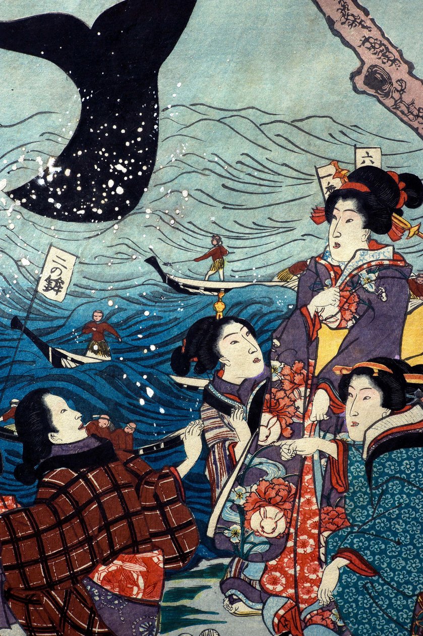 Rozkwit Siedmiu Wybrzeży z Dużymi Rybami (Nana ura tairyō hanjō no zu) autorstwa Utagawa Kuniyoshi
