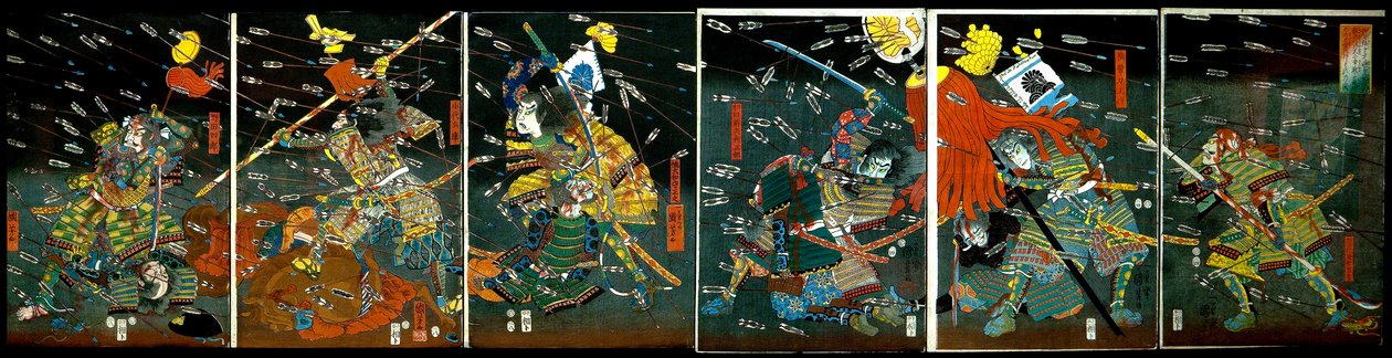 Bitwa pod Shijō Nawate, c.1857 autorstwa Utagawa Kuniyoshi