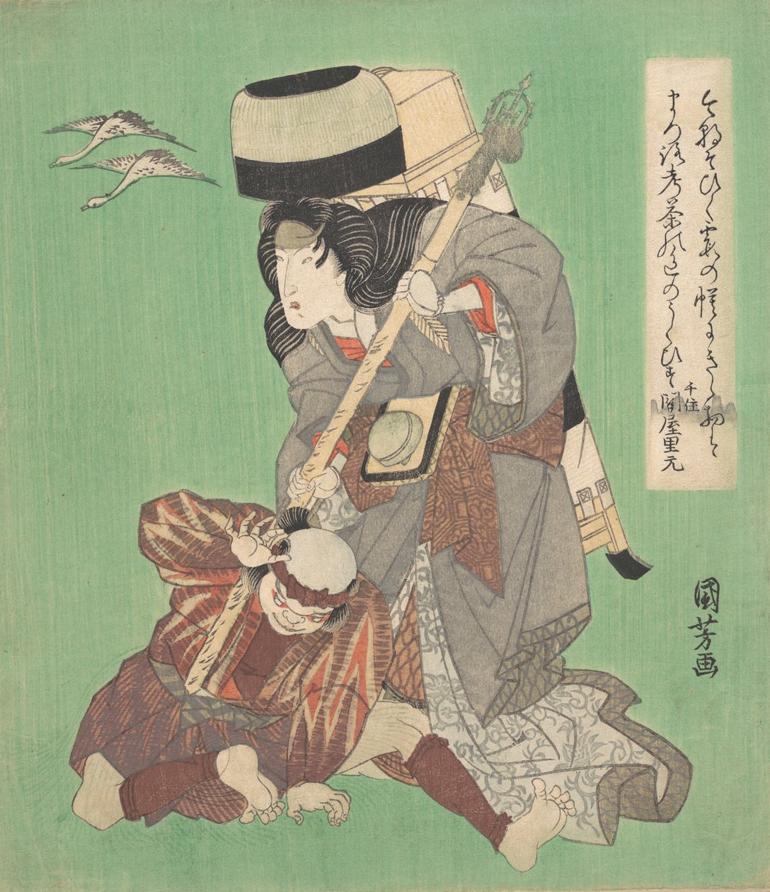 Scena teatralna, połowa XIX wieku. autorstwa Utagawa Kuniyoshi