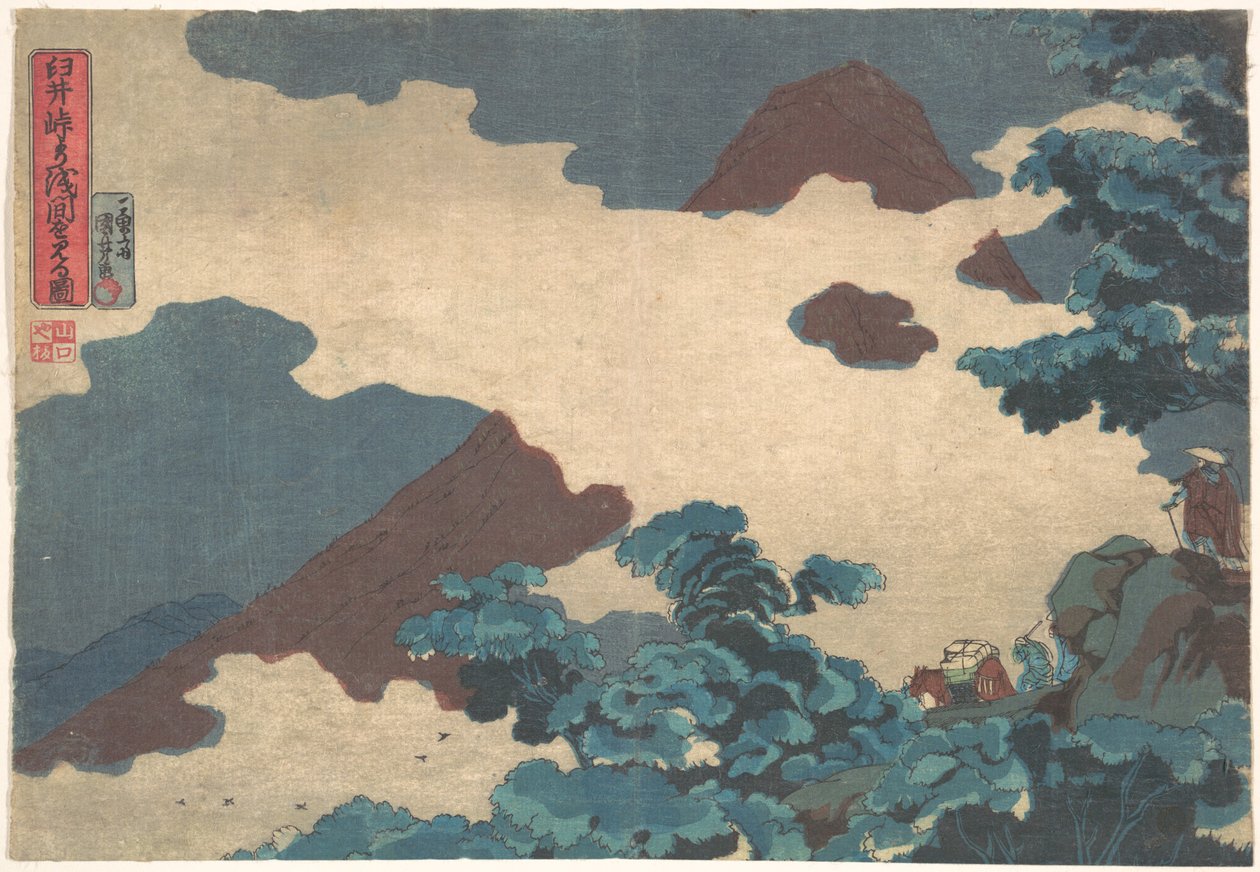Widok na górę Asama z przełęczy Usui autorstwa Utagawa Kuniyoshi