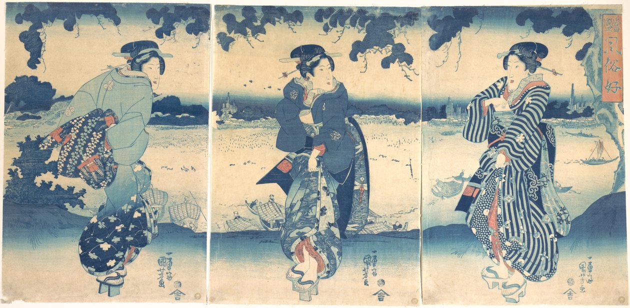 Kobiety nad rzeką autorstwa Utagawa Kuniyoshi