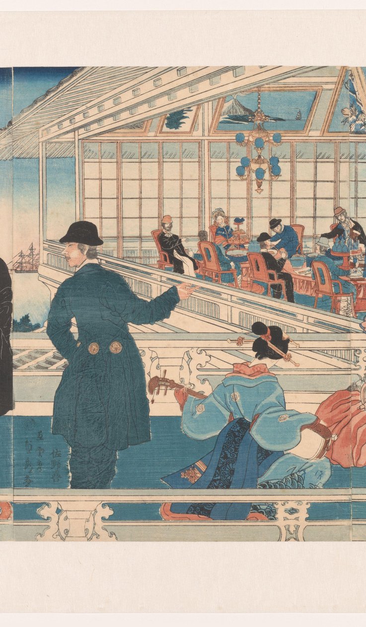 Amerykański dom handlowy w Jokohamie autorstwa Utagawa Sadahide