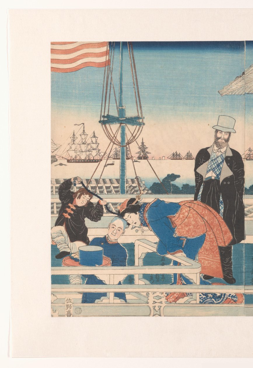 Amerykański dom handlowy w Jokohamie autorstwa Utagawa Sadahide