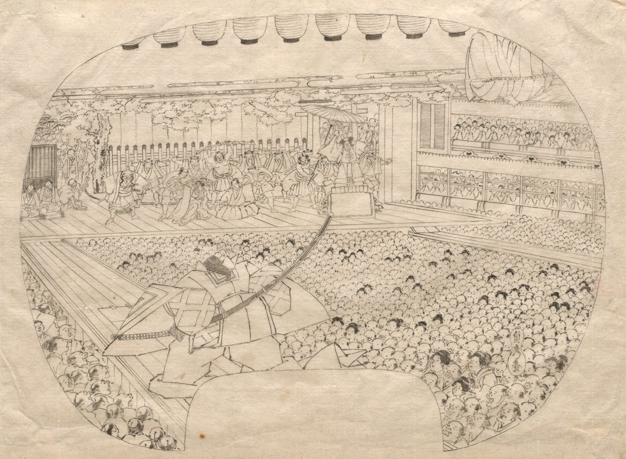 Wnętrze Teatru Kabuki. autorstwa Utagawa Sadahide