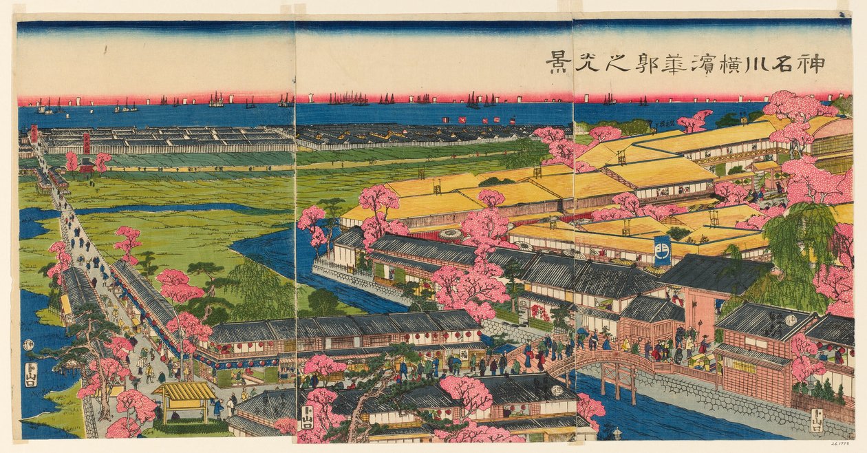 Panoramiczny widok na Te P Wreathlete rs Member Yokohama, Kanagawa autorstwa Utagawa Sadahide