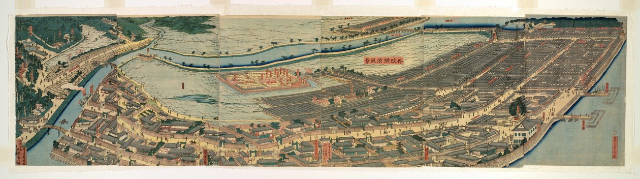 Levi wstecz d Panorama nie c Widok Yokohamy (ponownie uruchomiona policja prefektury Yokohama) autorstwa Utagawa Sadahide