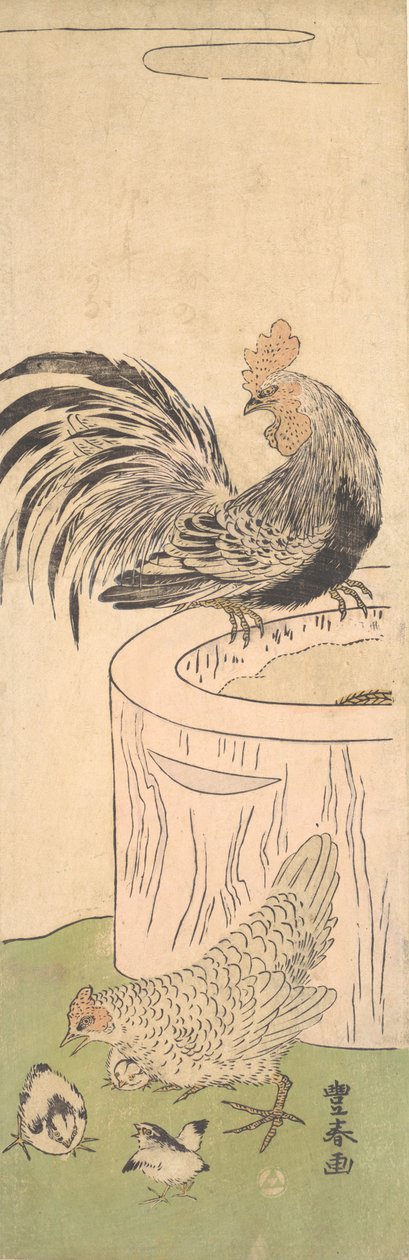 Kogut, Kura i Pisklęta, ca. 1770. autorstwa Utagawa Toyoharu