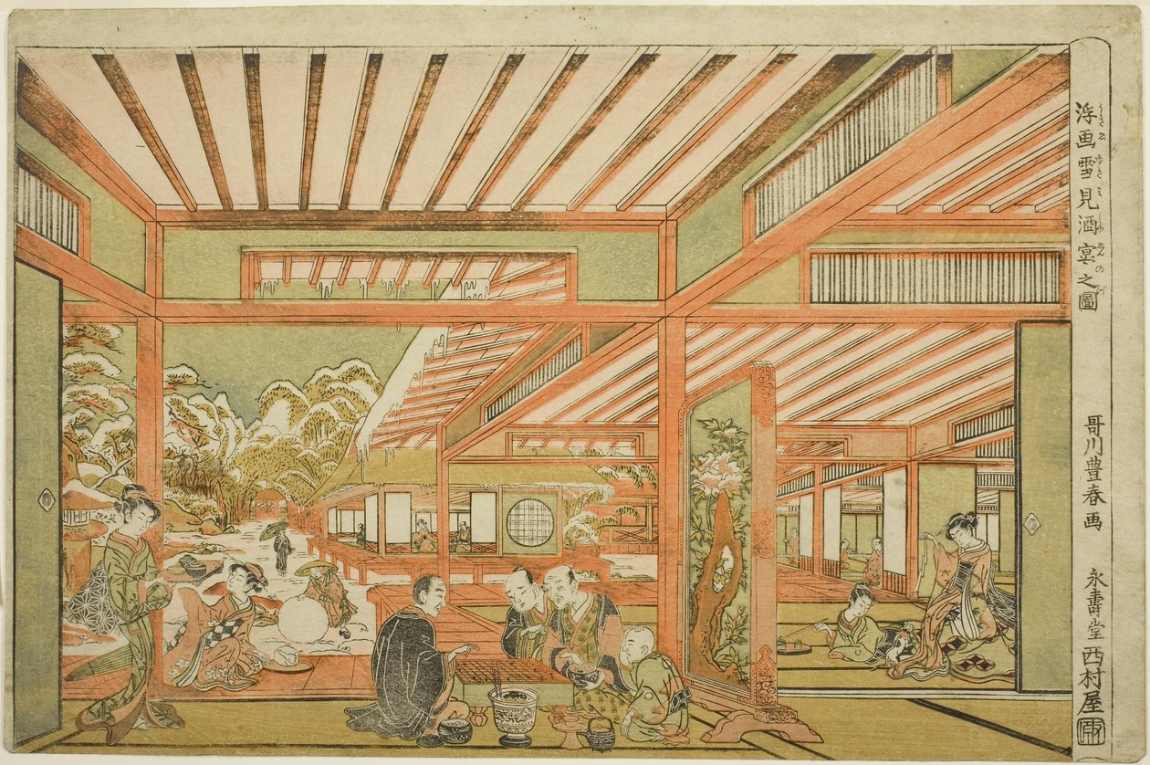 Rozrywka z widokiem na śnieg, ok. 1771 r. autorstwa Utagawa Toyoharu