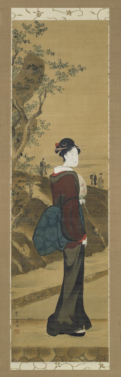 Piękno w świątyni Mimeguri autorstwa Utagawa Toyohiro