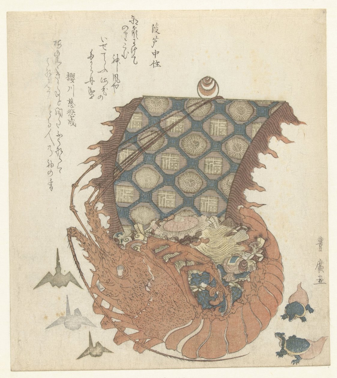 Langoustine jako takarabune. autorstwa Utagawa Toyohiro