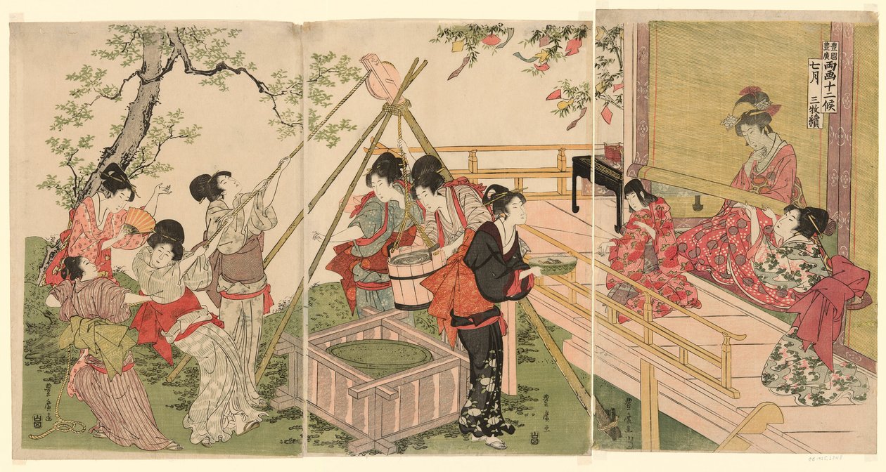 Siódmy miesiąc, z cyklu Dwanaście miesięcy Dwóch Artystów (Ryoga juni ko) autorstwa Utagawa Toyohiro