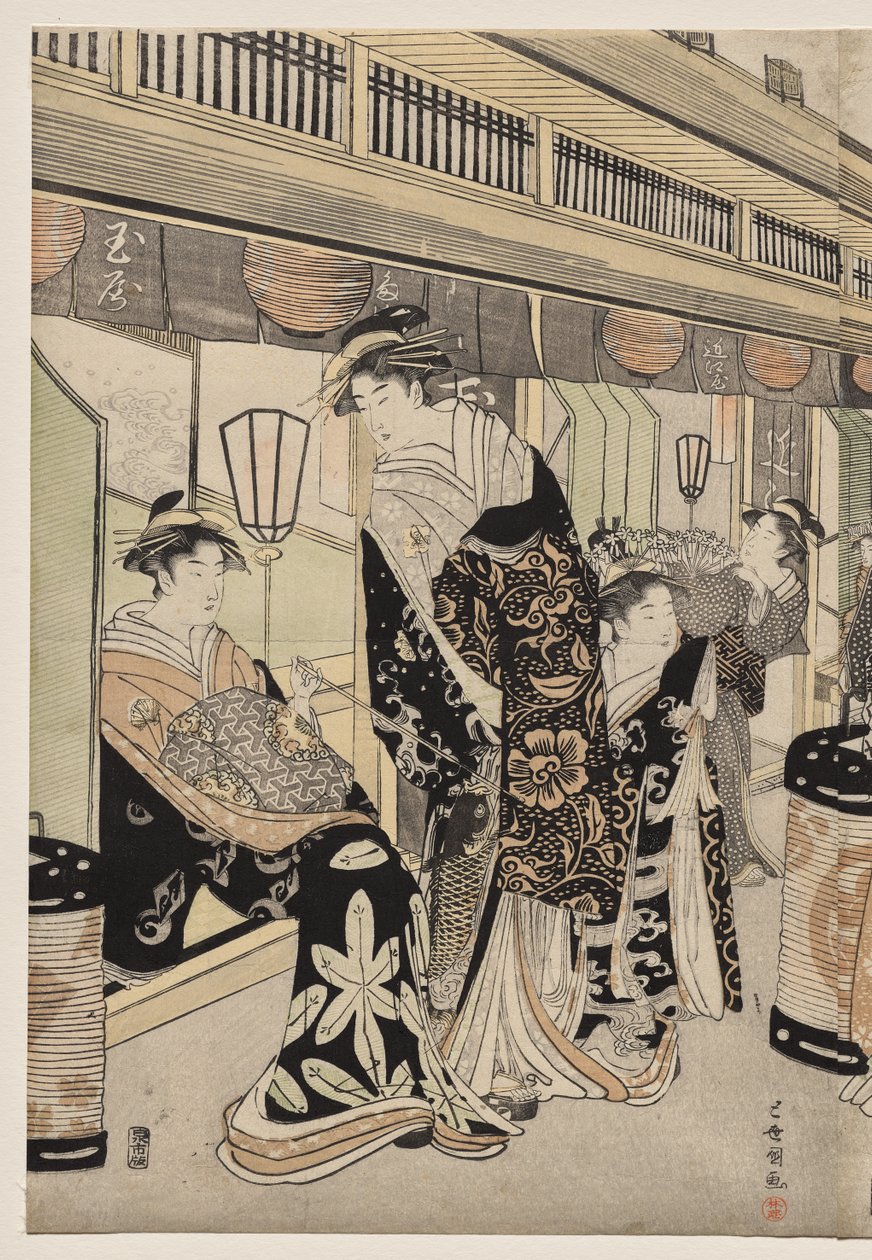 Kurtyzany promujące na Nakanochō autorstwa Utagawa Toyokuni