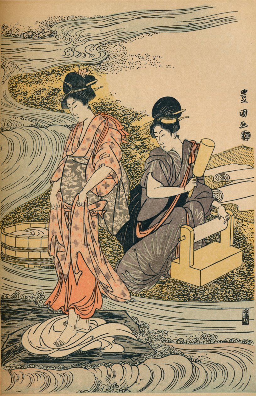 Pranie bielizny, ok. 1800 autorstwa Utagawa Toyokuni